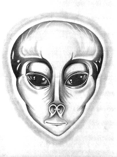 ET Head drawing by &copy;Steven Ingersole
